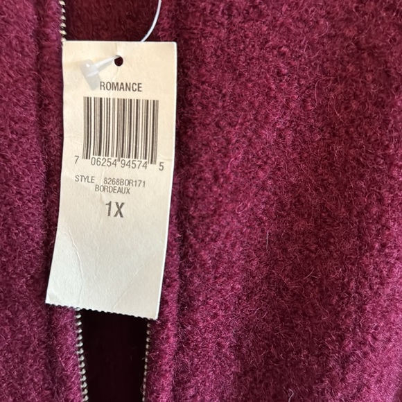 BEAUTY!! 100% wool NWT Bordeaux burgundy zipper cardigan STYLE & CO WOMAN - Picture 6 of 15